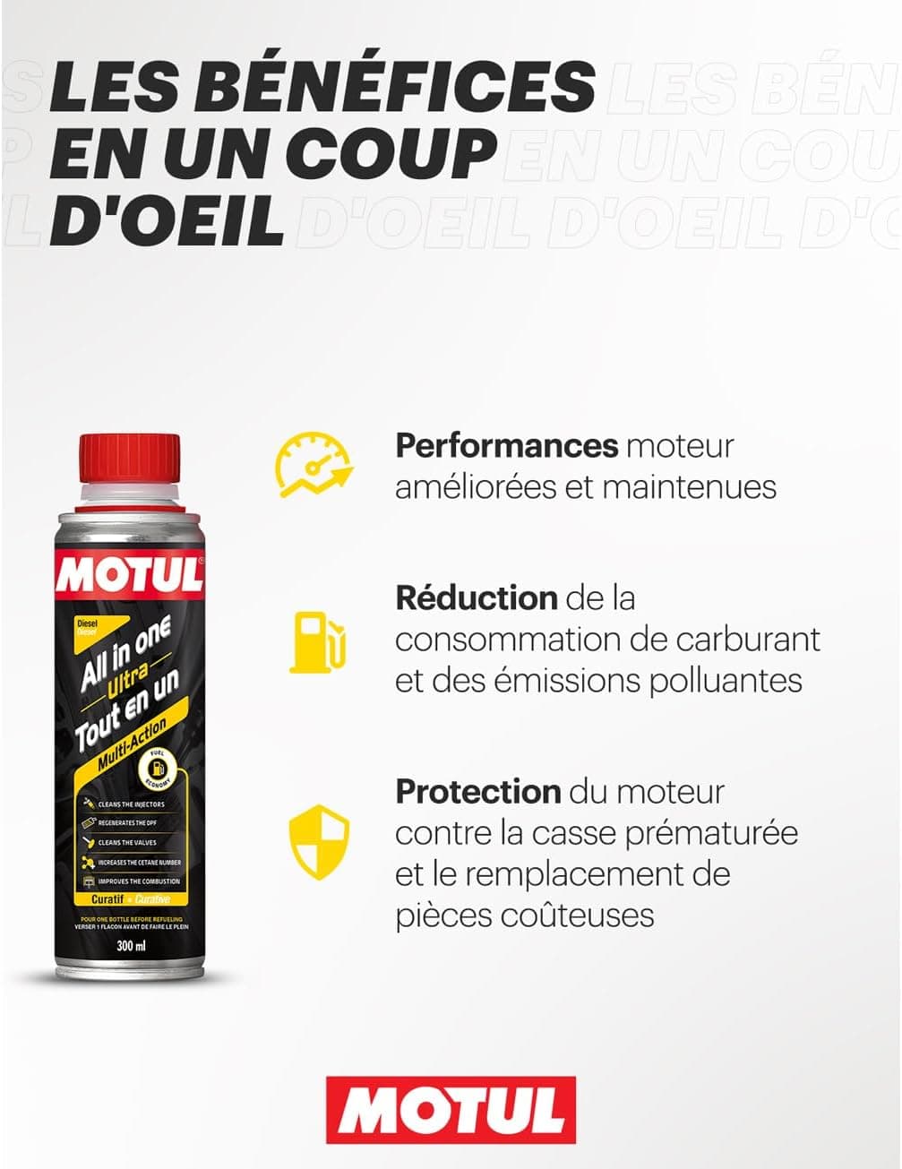Motul Additif Tout En Un Diesel Nettoyant Injection Multi-Action 300 ml