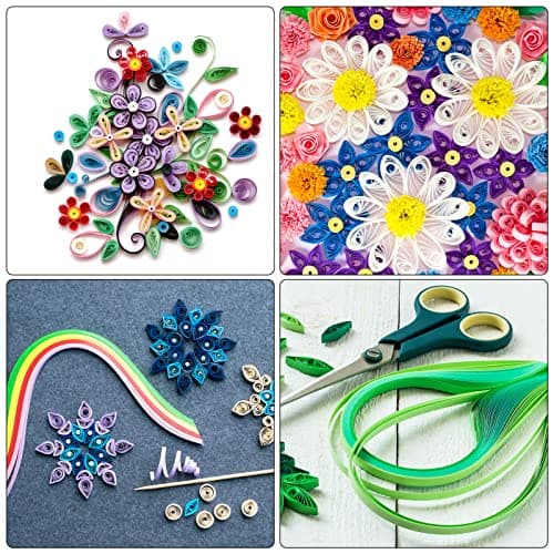 PATIKIL 360 Pcs Bandes de Papier pour Quilling de 3/8" (10 mm) de Largeur, 54 cm de Longueur, pour l'Art du Bricolage, Noël, 36 Couleurs
