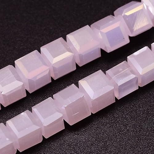 Lot de 50 perles en cristal tchèque, cubes, de Bohême, en verre taillé, 2 x 2 mm, roses
