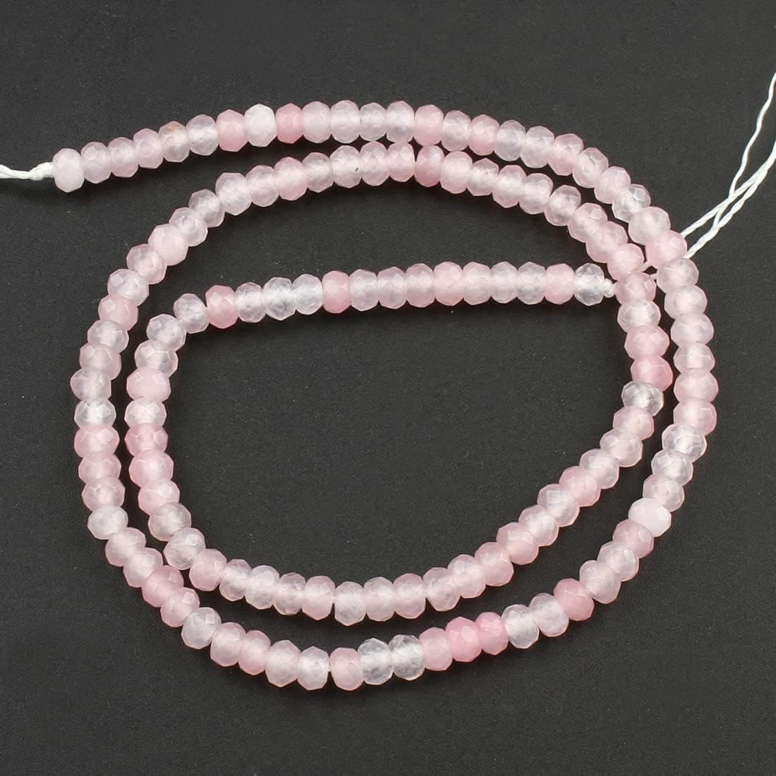Perlin Lot de 30 perles en agate à facettes - 4 mm - Rondelles - Pour bijoux - Petites perles de collier (rose)