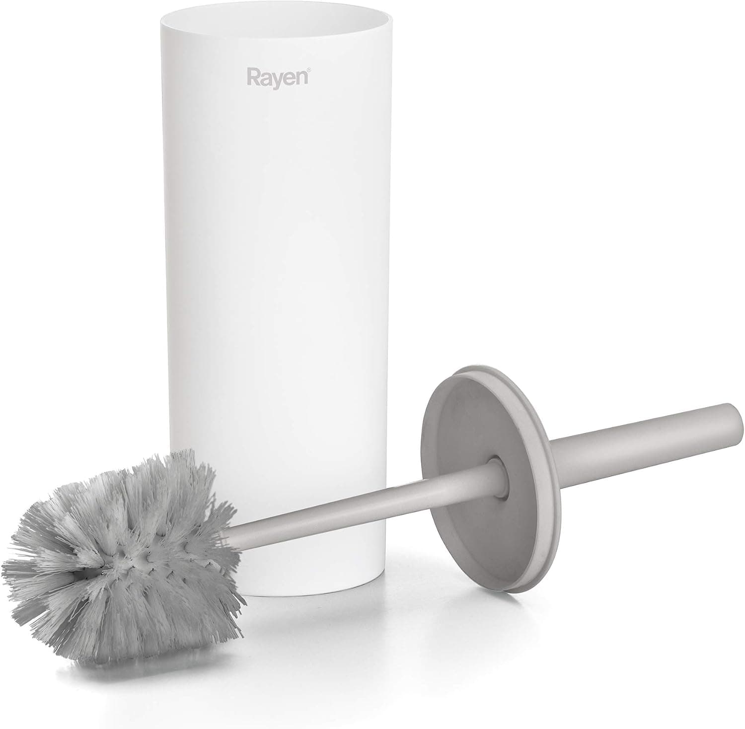 Rayen | WC Brosse avec Couvercle | Nettoyage Efficace | Douce-Touch | 37 x 9,2 cm | Blanc