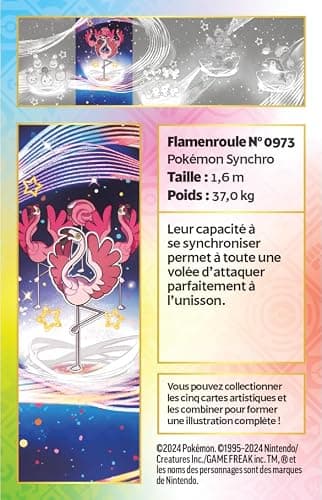 JCC Pokémon: Mini-boîte Écarlate et Violet – Destinées de Paldea – Flamenroule (2 boosters, 1 Autocollant et 1 Carte Artistique)