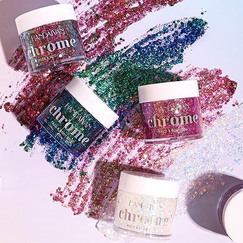 Caméléon visage corps Flash, Mermaid Chunky Flash ombre à paupières changeant de couleur Flash yeux, visage, cheveux et corps vacances Flash cosmétiques 1.13oz (#04)