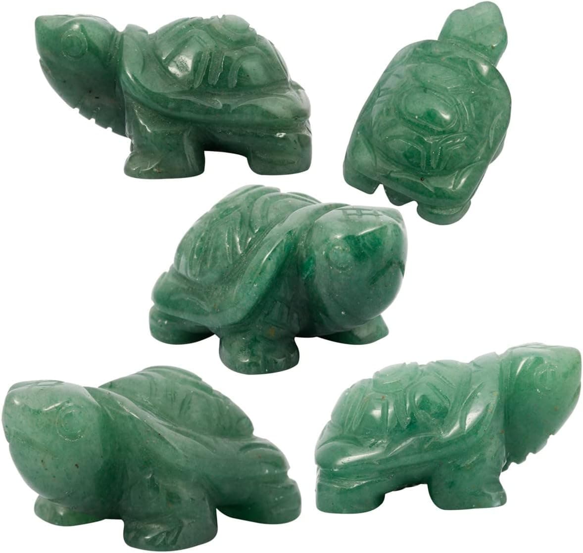 Nupuyai Tortue Figurine Pierre de Poche Sculpté Porte-Bonheur pour la Chance et Richesse, Pierre Semi-Précieuse Cristal Tortue Feng Shui Décoration pour Maison Bureau, Aventurine Verte Naturelle