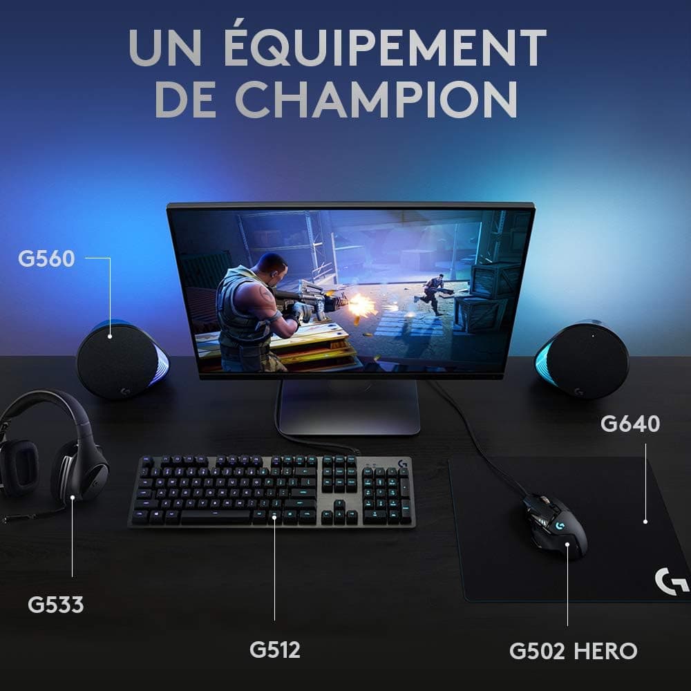 Logitech G512 Clavier Gamer Mécanique | RGB LIGHTSYNC, Switchs GX Brown, Aluminium 5052, Touches de Fonction, Relais USB, Français AZERTY - Noir