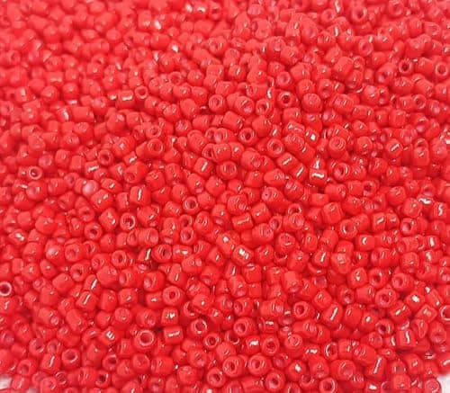 Lot de 3300 perles de rocaille en verre opaque, mates, 8/0, perles poney, 3 mm, perles poney, perles de rocaille opaque, perles de rocaille (rouge clair)