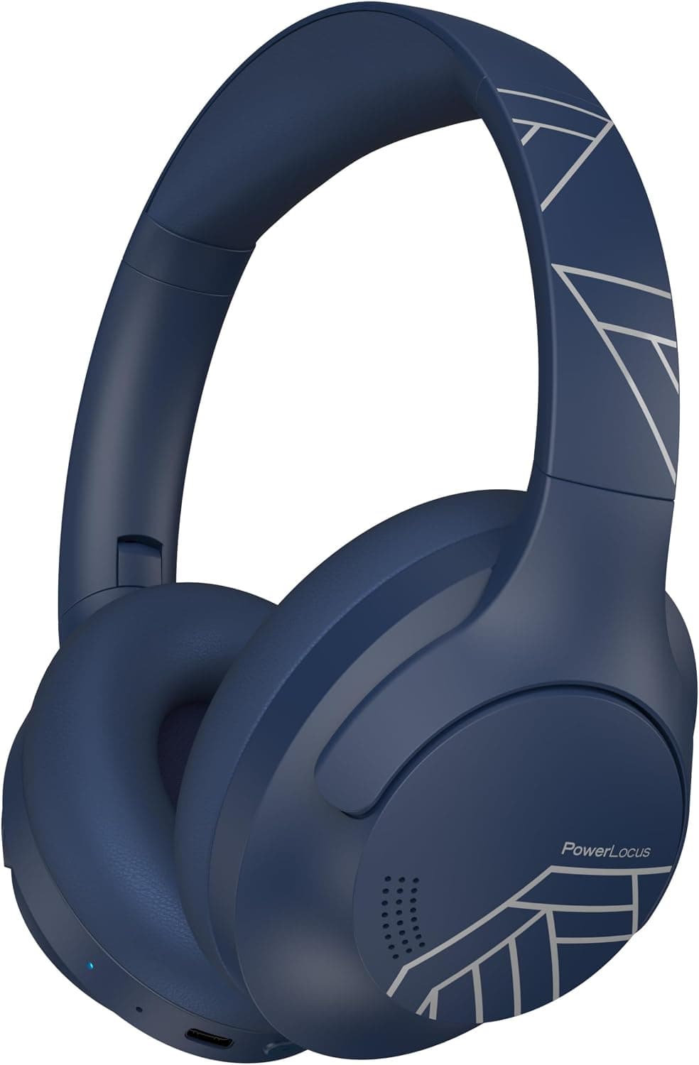 PowerLocus Casque Bluetooth sans Fil, 50 h de Jeu, Casque Audio Bluetooth 5.3 avec 4 Modes EQ, Pliable, HiFi Stereo, avec Microphone pour iPhone/Voyage/PC (Bleu)
