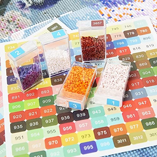 JAWSEU Autocollants de Numéro de Couleur, Étiquettes de Peinture Au Diamant avec Numéros Diamond Painting Accessoires Pastille de Couleur Autocollant pour Boîte de Rangement Diamant