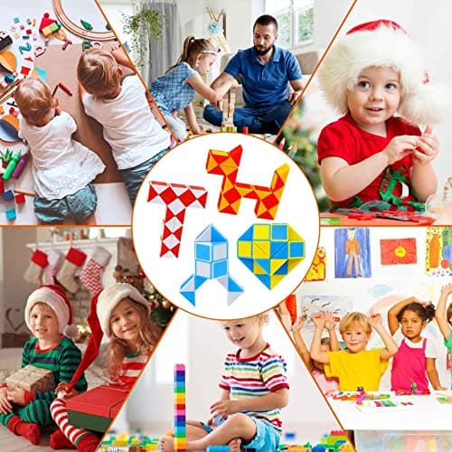 Uootach 12 pièces Serpent Magique, Jouet Pliant règle Magique Snake Puzzle, Twisted Wand Puzzle Série, Jouets intellectuels pour Enfants, pour Cadeaux d'anniversaire Enfants, Cadeaux de fête