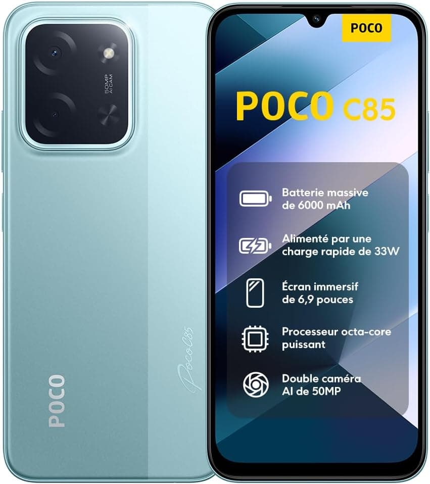 XIAOMI POCO C85 Smartphone 6+128 Go Double Caméra IA 50 MP - Vert