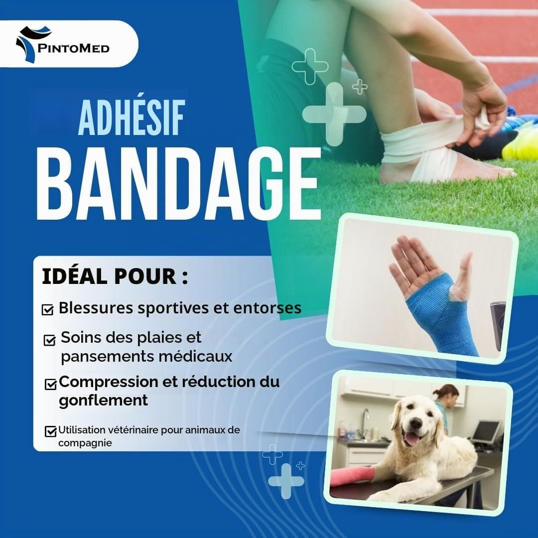 PintoMed - Bandage Cohésif - 6 Rouleaux Rouge X 10 cm X 4,5 m Autoadhésif, Sports Bande, Premiers Secours Adhésif, Vet Wrap