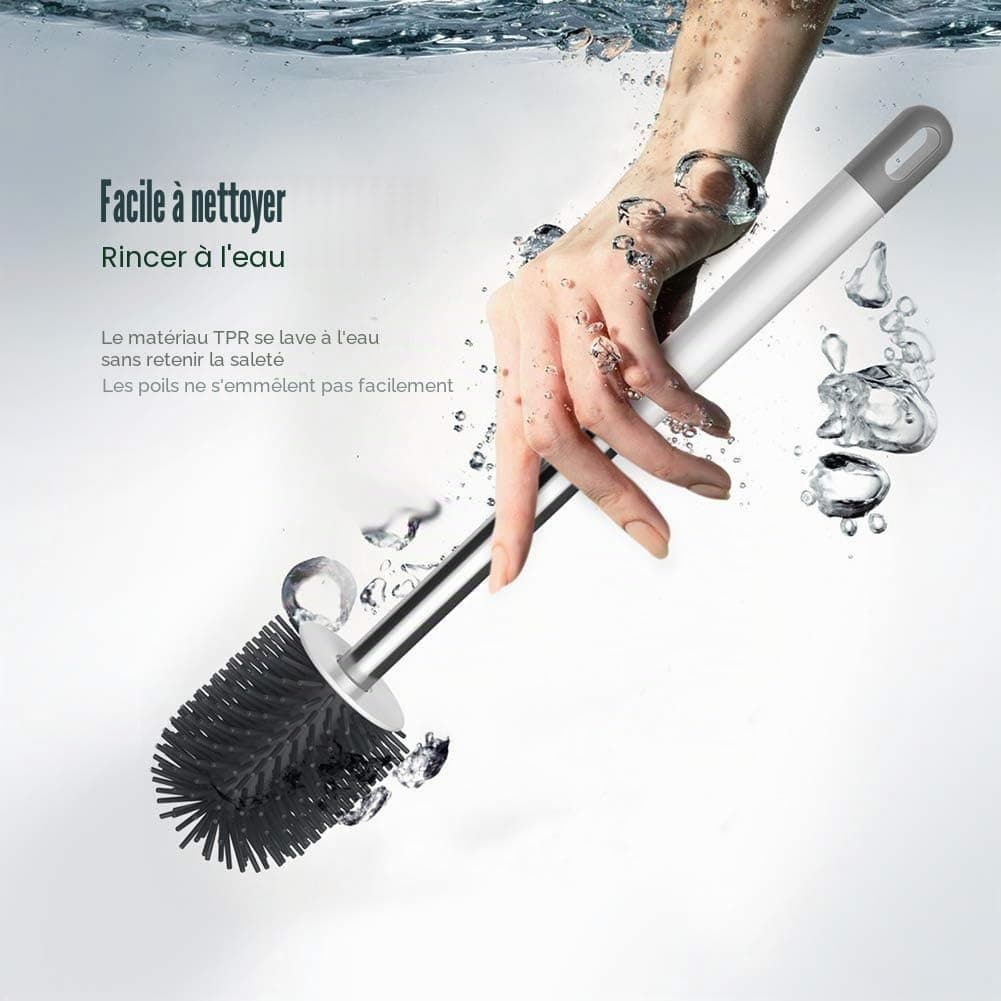 Ibergrif Brosse Toilettes WC Silicone et Supports, Balai Toilette WC Blanc