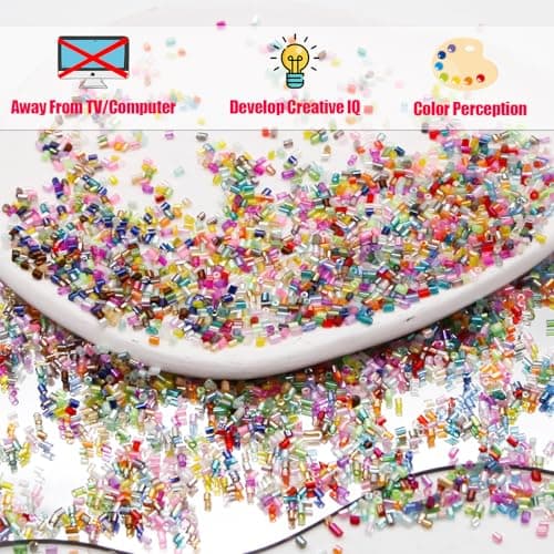 EuTengHao 16800pcs Kit de Perles en Tube Verre Bugle Perles de rocaille Petites perles d'artisanat pour Perles pour la fabrication de bijoux (3mm, 350 par couleur, 48 couleurs)