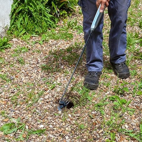 JINGAN Désherbeur en acier inoxydable | Débroussailleuse manuelle en acier inoxydable avec 4 dents | Accessoires d'entretien du jardin antirouille, râteau et houe pour jardin