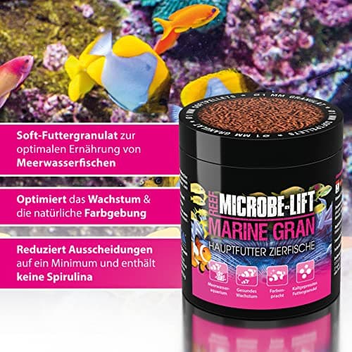 Microbe-Lift Marine Gran - 500 ML - Nourriture pour Poissons en granulés Souples de Haute qualité, favorise la Coloration et la Croissance des Poissons d'eau de mer, pressée à Froid.