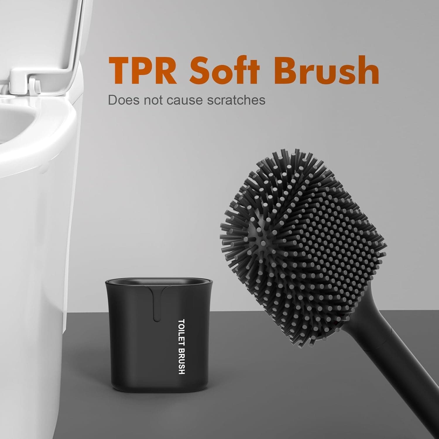 Ibergrif Brosse Toilettes WC Silicone avec Support, Balai Toilette WC Noir