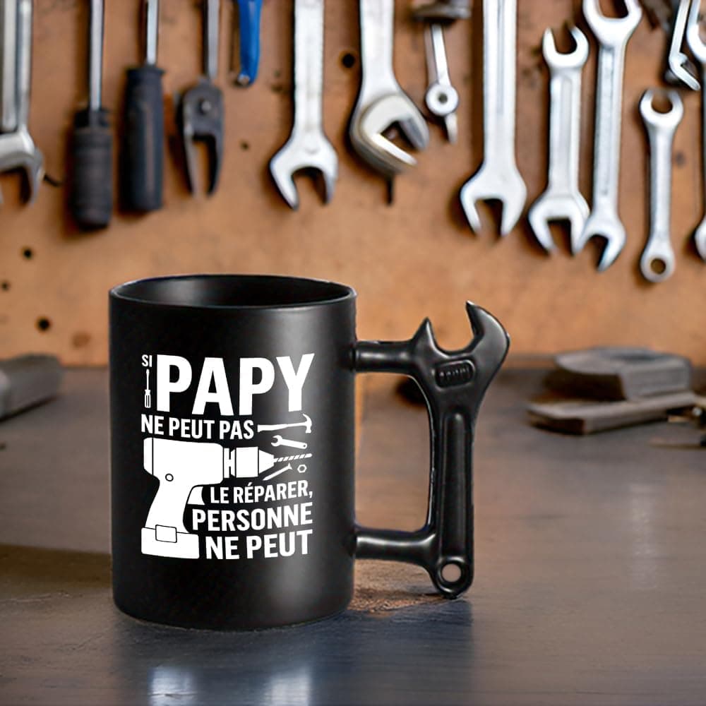 LOZACHE Tasse Papy avec poignée clé à molette – Cadeau original Grand-Père