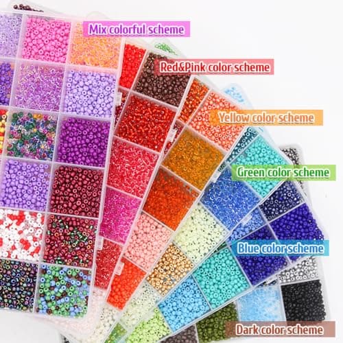 EuTengHao Perles de rocaille en verre de 3mm pour kit de fabrication de bracelets, 8/0 petites perles pour bracelet, collier, bijoux (36000pcs, 144 couleurs)