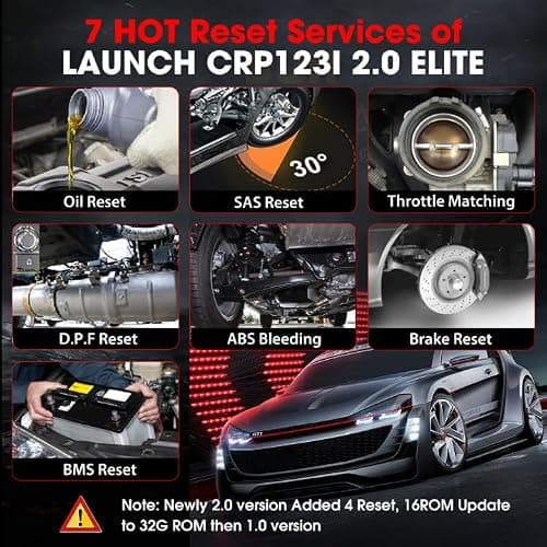 LAUNCH CRP123i V2.0 Valise Diagnostic Auto Élite ENG/ABS/SRS/at 4 Système,7 Remise à zéro (Huile,SAS,ABS,Frein,BMS,DPF,Papillon des gaz) Réinitialisation, AutoVIN