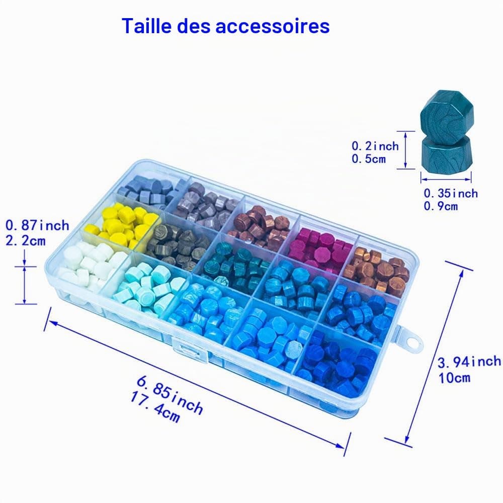 15 couleurs de perles de scellement en cire avec 390PCS perles de scellement en cire, la cire de scellement d'enveloppes