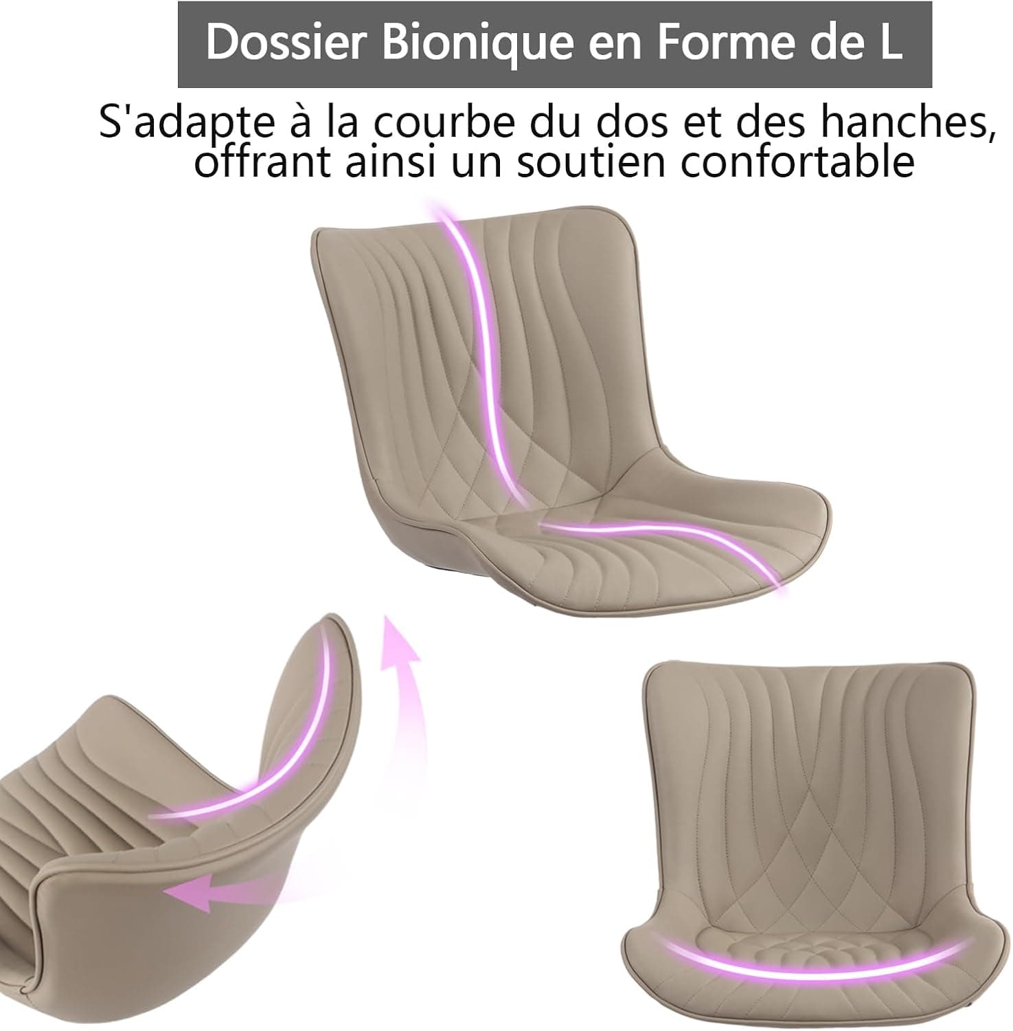YOUTASTE Chaise de Bureau Ergonomique, Queue de Poisson, Siège Pivotant avec roulettes, Réglable en Hauteur, Cuir PU, Confortable et Modernee, pour Bureau ou Maison, Capacité 136kg, Kaki