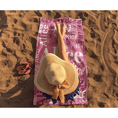 CUDIYST Personnalisé Serviette de Plage Personnalisable Nom Serviette de Plage Douce et Confortable, adaptée pour - Bord de mer, Plage, Natation, Fitness, Camping, Yoga