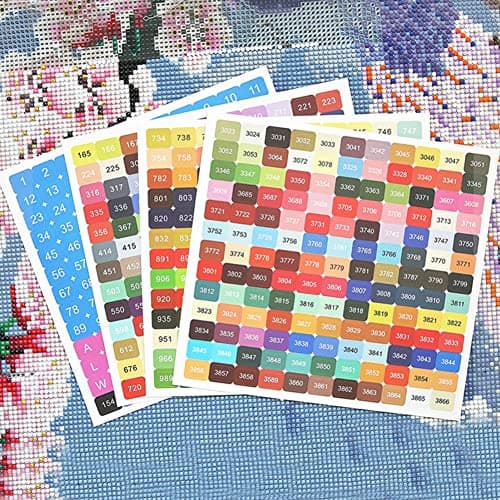 JAWSEU Autocollants de Numéro de Couleur, Étiquettes de Peinture Au Diamant avec Numéros Diamond Painting Accessoires Pastille de Couleur Autocollant pour Boîte de Rangement Diamant