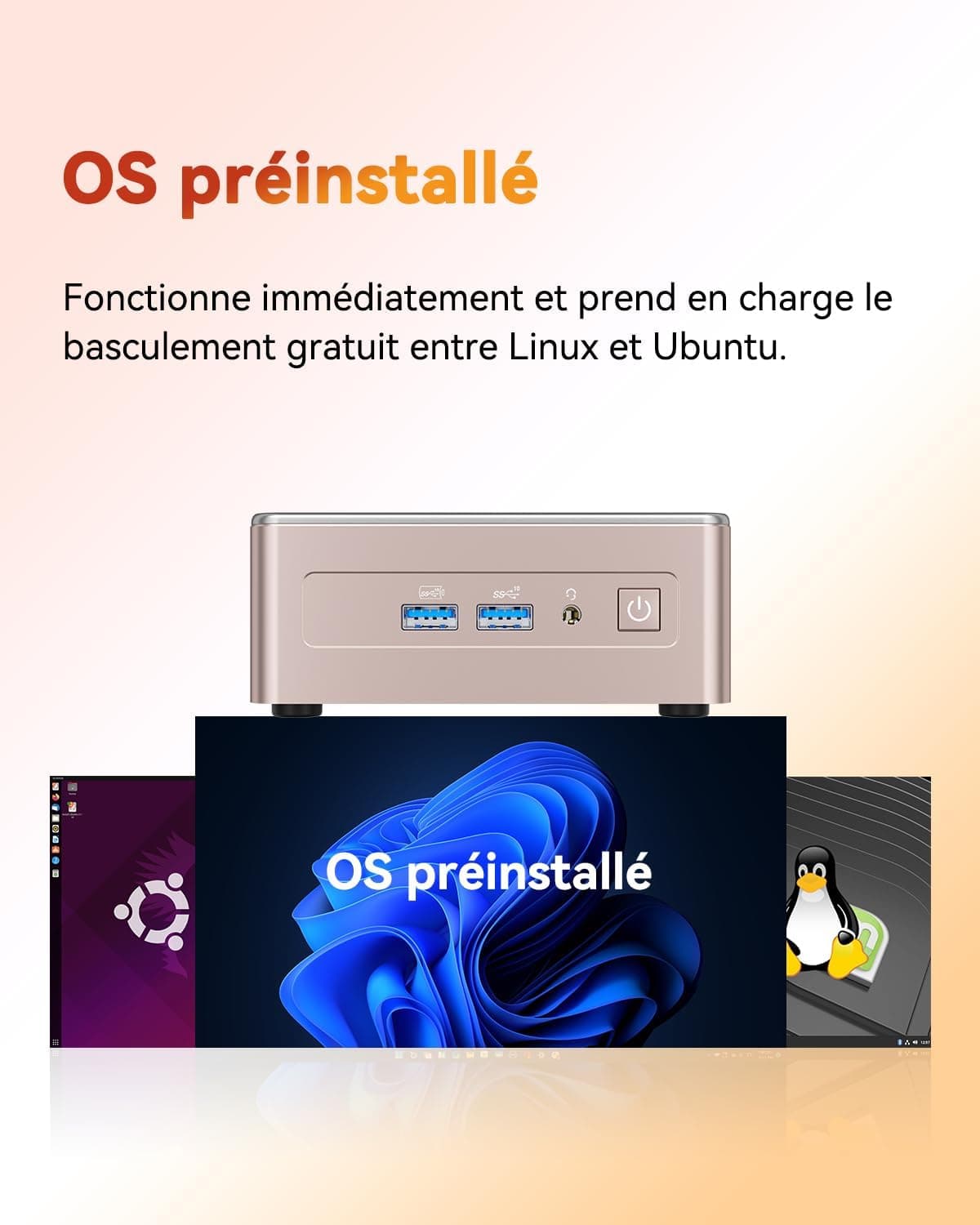 GEEKOM A5 Business Mini PC AMD Ryzen 7 7730U, 512Go SSD 16Go DDR4(Évolutif)