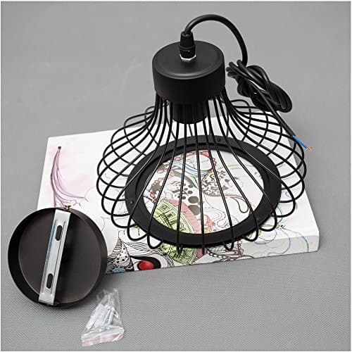 Chrasy E27 Industriel Vintage Métal Suspensions Cage Noir Retro Plafonnier Luminaire Vintage Plafond Plafonnier Lumiere Lampe Pendentif Lumiere Cage Antique Suspensions Luminaire