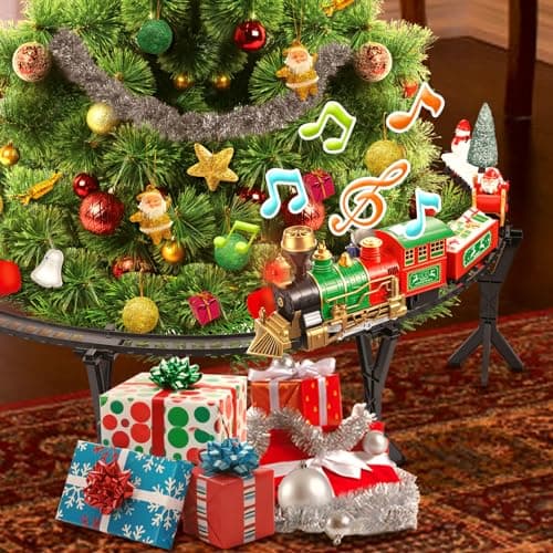Herenear Train électrique de Noël, Train de Noël sous Le Sapin, Train de Noël Classique et Créatif, Cadeau Jeu de Rails de Train pour Enfants Garçons et Filles 3 4 5 6 7 8 9 Ans (sous l'arbre)