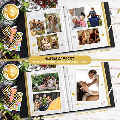 Lanpn Album Photo Autoadhesif Scrapbooking, Album Photo Adhesif Magnétique en Lin avec stylos et Autocollants pour 10x15 13x18 cm A5 (Petites-20 feuilles/40 Pages, Beige)