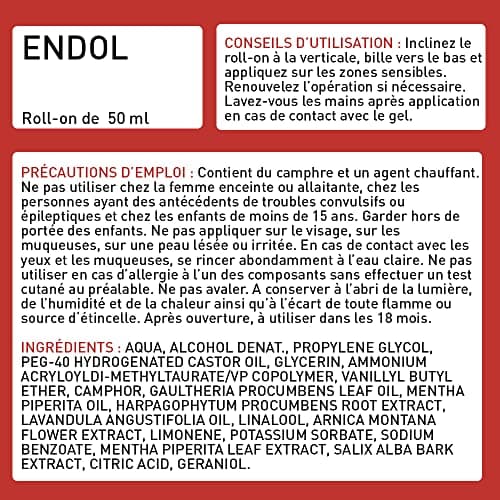 ROLL ON HUILES ESSENTIELLES Endol Lot de 3 - Sensation de chaleur - Pour Apaiser Muscles et Articulations - Gel Articulaire - Fabriqué en France - Laboratoire Français Eric Favre
