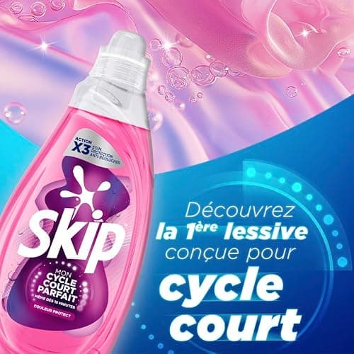Skip Lessive liquide Mon Cycle Court Parfait Couleur Protect - 37 lavages - 1ère lessive conçue pour cycle court, efficace dès 15 minutes