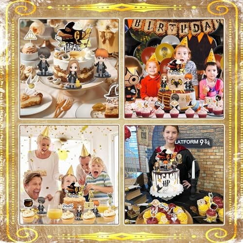 Wizard Cake Topper, 14 Pièces Harry décorations de gâteau d'anniversaire, Harry Gâteau Topper, Harry Thème Cupcake Toppers, Wizard Mini Figurine, pour Enfants Fête D'anniversaire