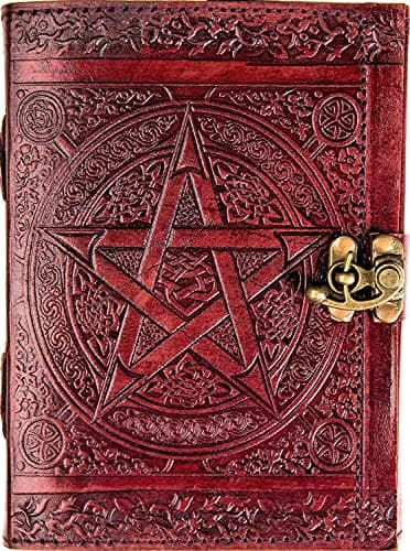 Urban Leather Star Pentagram Journal für Männer und Frauen Grimoire Wicca Witchcraft Book of Shadows Zeichnung Skizzenbuch Scrapbook Unlinierte Seiten