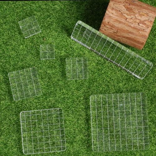 Hosifiy Lot de 7 tampons en acrylique pour tampons en silicone acrylique avec lignes de grille - Bloc acrylique transparent pour scrapbooking, fabrication de cartes, artisanat