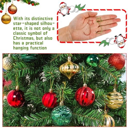 YBCCBY Crochet Boule de Noel, 120 Pièces Crochets d'Ornement de Noël Cintre d'Arbre de Noël Cintres de Décoration d'Arbre Crochets pour Boules de Noël en Forme de S Accroche Boule de Noel (Rouge Vert)