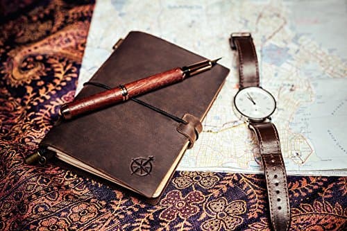 Carnet De Poche En Cuir Wanderings - 12,5 X 9 Cm. - Petit Journal De Voyage Rechargeable – Format Passeport, Parfait Pour Écriture, Cadeaux, Voyageurs, Professionnels, Journal Ou Organisateur, Petite