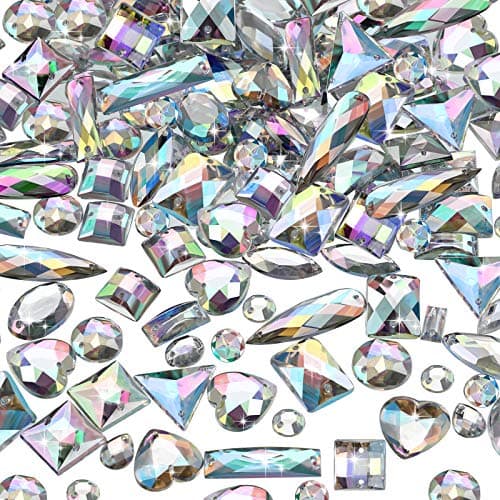 500 Pièces Gemme Acrylique de Couture Strass de Couture en Cristal Mixte avec 2 Trous pour Vêtement Couture Perle Décoration (Cristal AB)