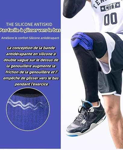 Flytexplus Maintien Compression Genouillère sport,Manchons de genou et jambe V2,Genouillere Arthrose Genou Genouillères pour Femmes/Hommes,Soutenir les douleurs articulaires,les dommages au ligament