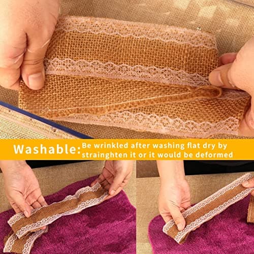 16 Pièces Ruban Dentelle,25M Toile Jute,Ruban Toil Jute,12M Ruban en Jute et 13M Dentelle,Rouleau de Jute,Ruban de Jute Naturel,Ruban Cadeau,Ruban Dentel pour Cadeaux Bricolage Deco Mariage Champetre