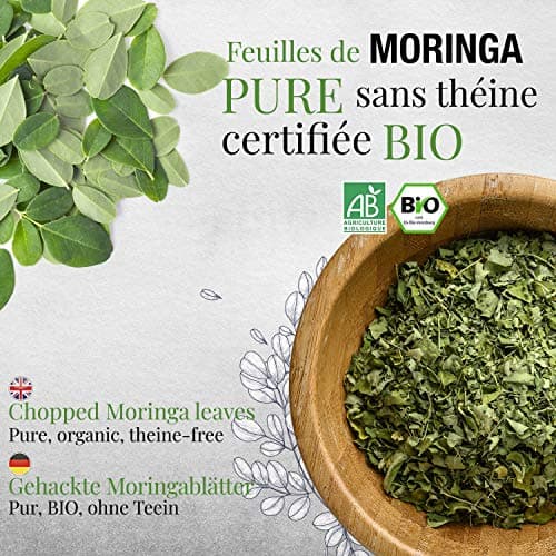 ORIGEENS INFUSION BIO 100g, MORINGA FEUILLES SECHEES The en vrac sans théine, Tisane Revitalisante