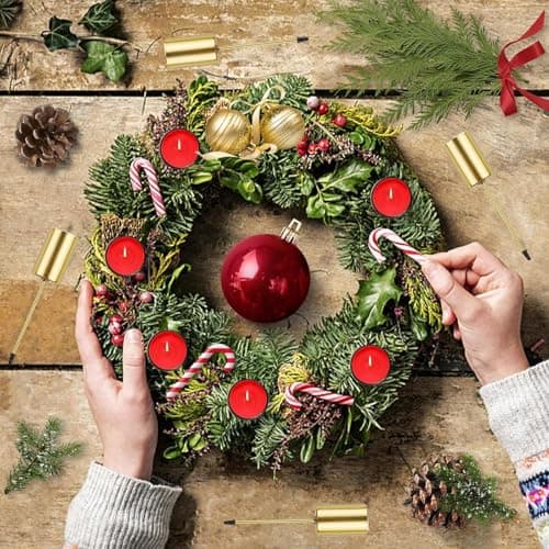 Bougeoirs Noël de l'avent UieaMsio 4 Pièces Doré Bougeoirs en Forme de Couronne de l'Avent Rétro bougeoir pour Couronne de l'avent Support Bougie en Métal pour Decoration Noël