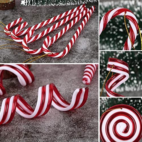 BHGT 12PCS Canne a Sucre Noël Canne Bonbons Décorations de Sapin 3 Style Sucette de Noël Ornement Pendentif de Noël pour Sapin de Noël Arbre de Noël