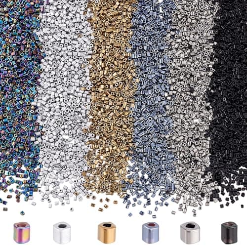 PH PandaHall Environ 5400~600pcs Perle de Rocaille 6 couleurs électrolytiques Perles opaques métalliques 12/0 Perles de Rocaille Carrées pour Boucle D'oreille Collier Bracelet