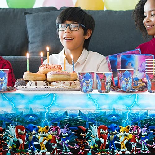 Vaisselle de fête Décoration d'anniversaire pour Enfants, 41Pcs Kit de Vaisselle d'anniversaire, Ensemble de Fournitures de Décoration de Fête, Assiettes, Tasses, Serviettes, Nappe