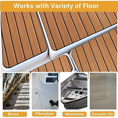 Hzkaicun Teca Sintetica Barco EVA 240x112cm Suelo Teca para Barcos de Espuma Autoadhesiva Suelo de Barco Antideslizante Alfombras para Barcos Motora Yate Kayak de Pesca Hoja de Cubierta de Barco