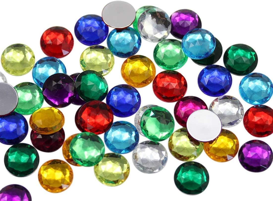 Allstarco 30mm (1-3/16") XL Gemmes rondes Noir jais en acrylique, 12 pièces