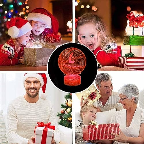 INTUPGD NTUPGD Basketball Veilleuse pour enfants, Veilleuse basket ball 3D Lampe 16 Couleurs Changeantes à intensité variable, Cadeau d'anniversaire et Décoration De Fête Lampe 3D