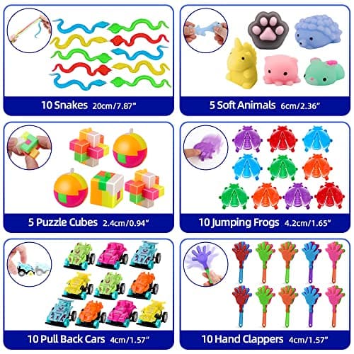 AmyBenton Pinata Anniversaire Garcon Fille, 200pcs Petits Cadeaux Anniversaire Enfants Invites, Assortiment Jouets Anniversaire, Récompenses de Classe Scolaire, Prix du Carnaval